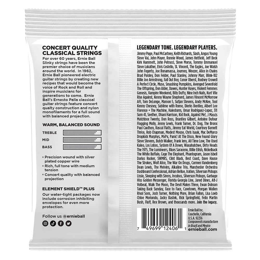 ERNIE BALL Ernesto Palla Black & Silver Nylon Classical Guitar Strings