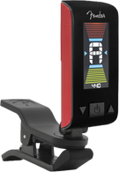 Fender Original Tuner with a bright LCD horizontal display and a 360° angle-adjustable swivel, in iconic Fender colours, designed for tuning stringed instruments.