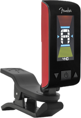 Fender Original Tuner with a bright LCD horizontal display and a 360° angle-adjustable swivel, in iconic Fender colours, designed for tuning stringed instruments.