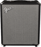 Fender Rumble 100 V3 Bass Guitar Amplifier, black in color with a front-facing speaker grille and the Fender logo visible on the top corner.