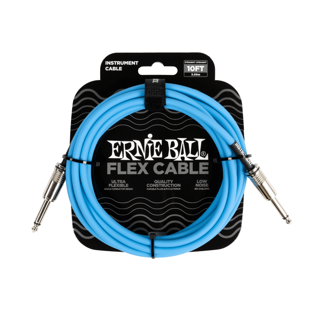 ERNIE BALL Flex Instrument Cable – Straight/Straight – Blue (10ft / 20ft)