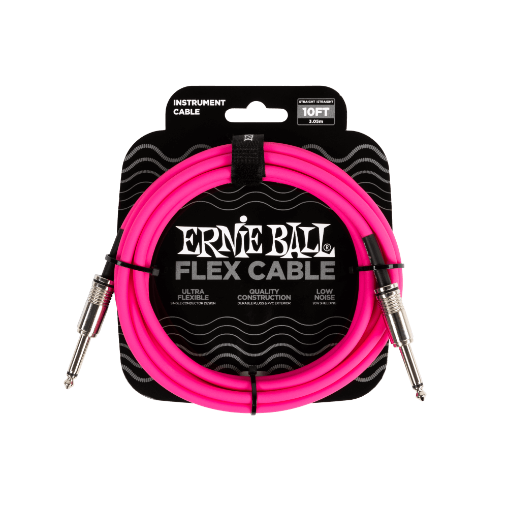 ERNIE BALL Flex Instrument Cable – Straight/Straight – Pink (10ft / 20ft)