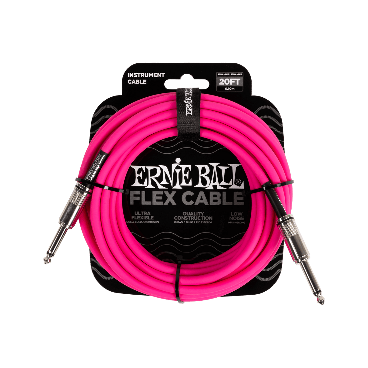 ERNIE BALL Flex Instrument Cable – Straight/Straight – Pink (10ft / 20ft)