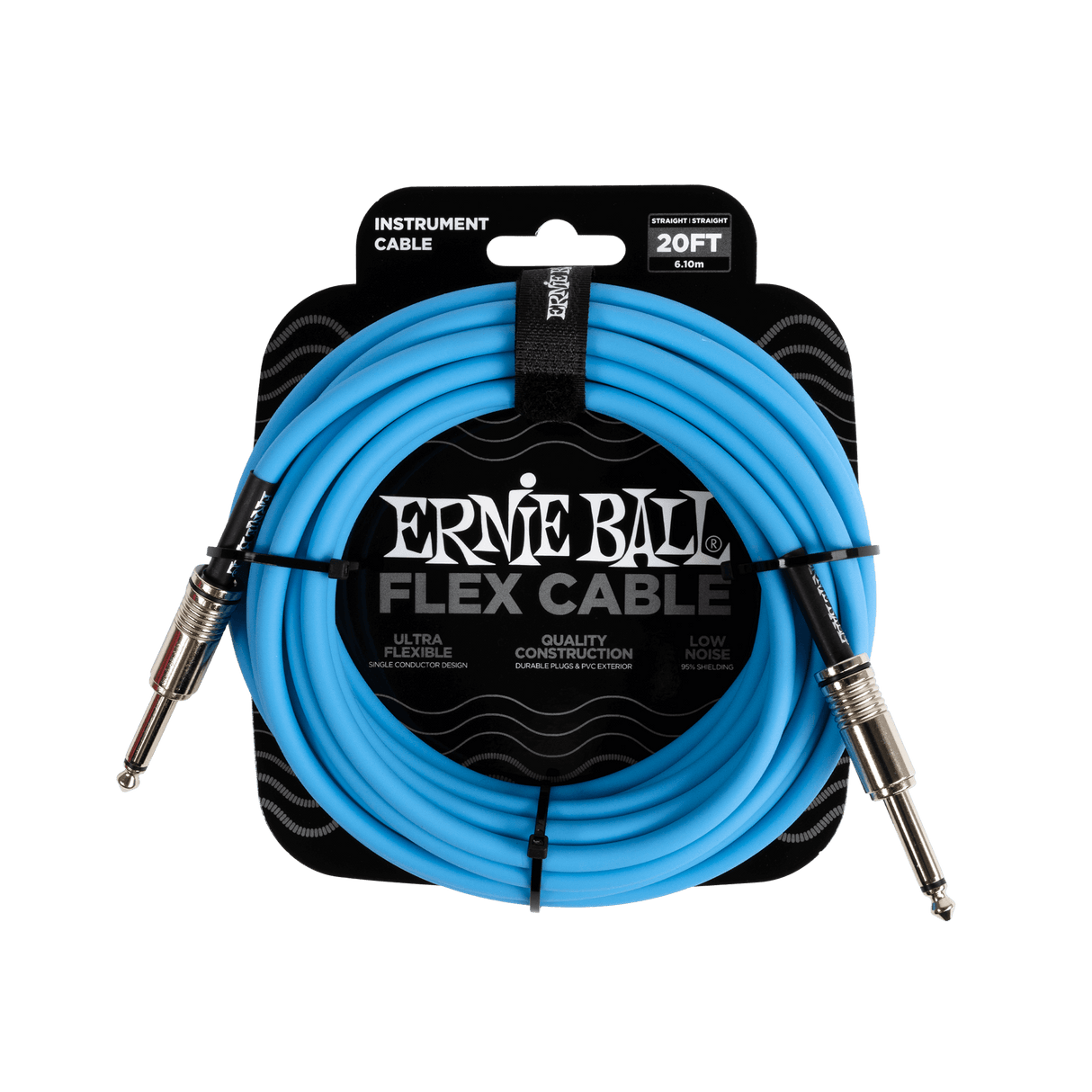 ERNIE BALL Flex Instrument Cable – Straight/Straight – Blue (10ft / 20ft)