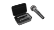 Nux Microphone with two wireless transmitters in a case on a clear background