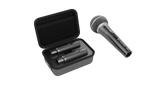 Nux Microphone with two wireless transmitters in a case on a clear background