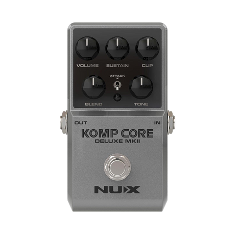 Nux komp core guitar pedal in grey on clear background
