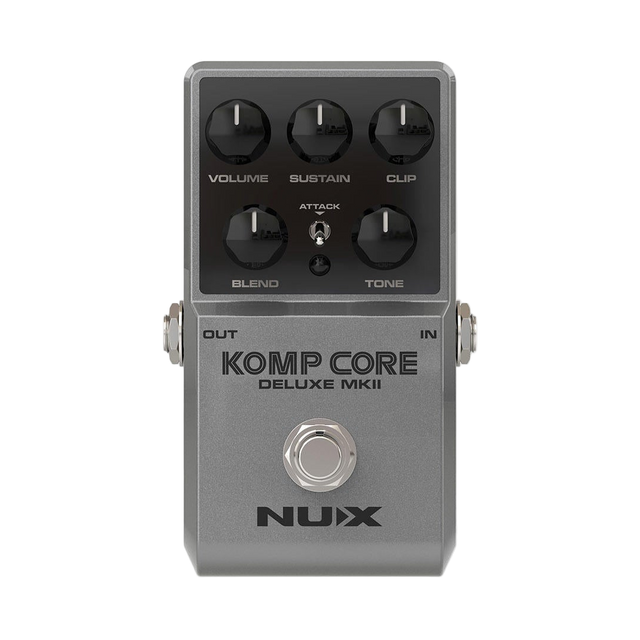 Nux komp core guitar pedal in grey on clear background