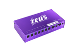 Purple power supply unit with 'ZEUS' branding on a clear background