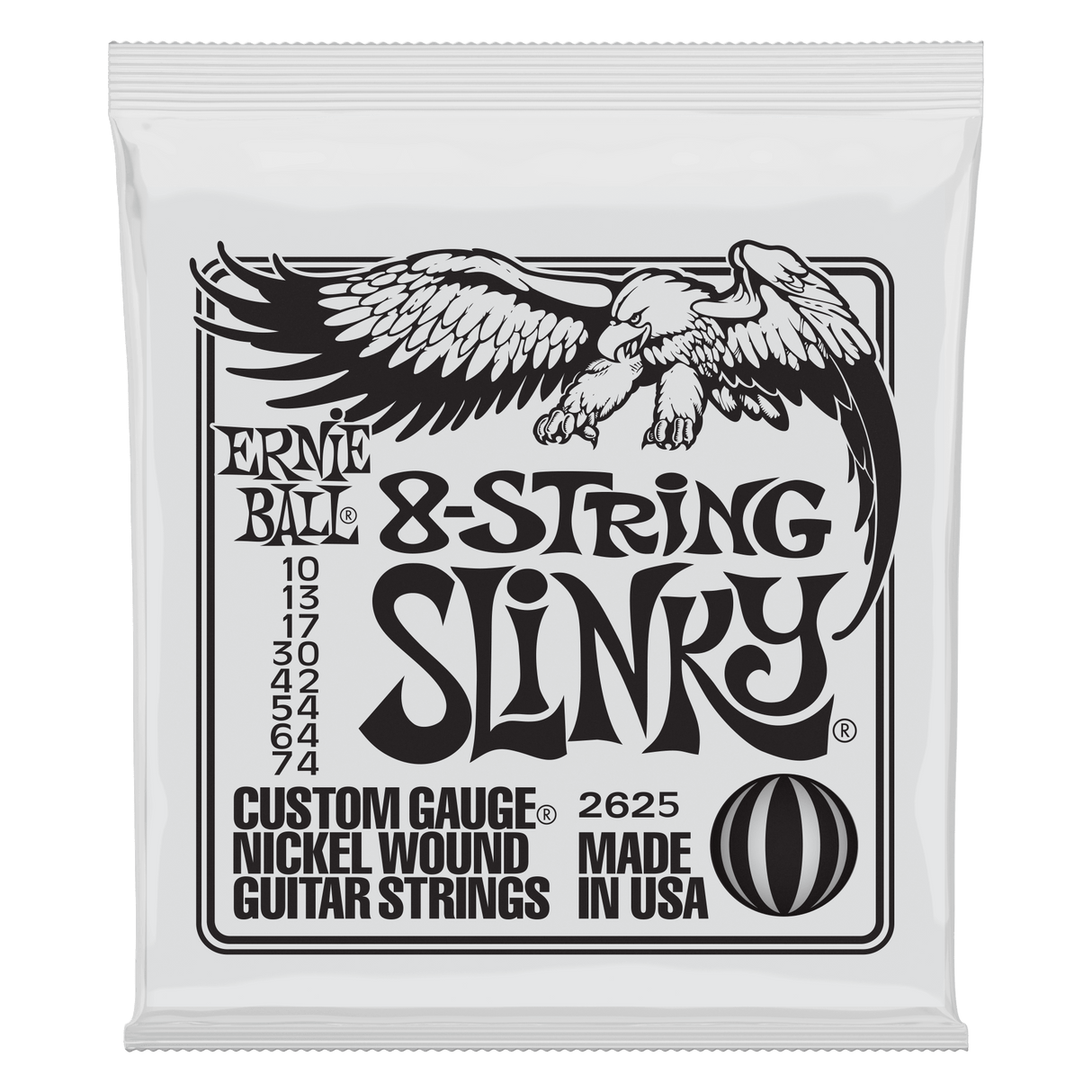 ERNIE BALL Slinky 8-String Nickel Wound Electric Guitar Strings 10-74 Gauge