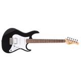 cort g250 Black electric guitar front on with clear cut background