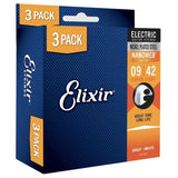 ELIXIR Nanoweb Electric Guitar Strings – Super Light 9-42 Gauge (Single Pack / 3-pack)