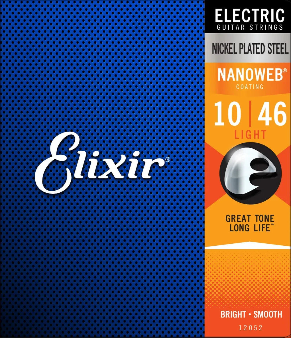 ELIXIR Nanoweb Electric Guitar Strings – Light 10-46 Gauge (Single Pack / 3-pack)