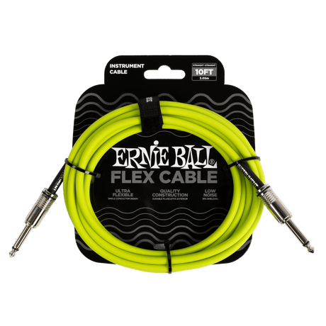 Green 10ft instrument cable with straight-to-straight connectors