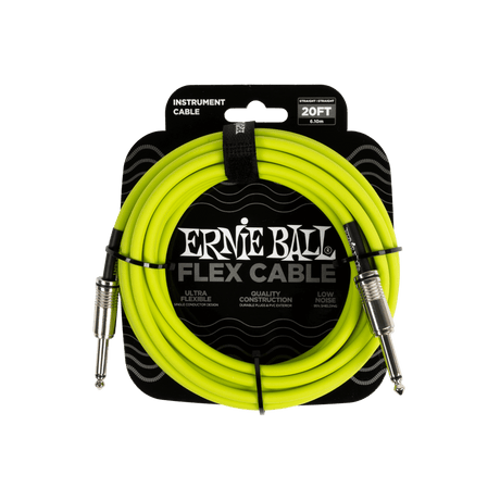 Ernie Ball Flex green 20ft instrument cable with straight connectors