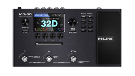 NUX MG-30 multi-effects pedal on a clear background