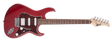 A red Cort G110 electric guitar with a double cutaway body, H-S-S pickup configuration, and a satin neck finish.