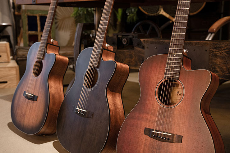 CORT Core-OC Mahogany Acoustic Electric Guitar – Open Pore Black Burst with Bag