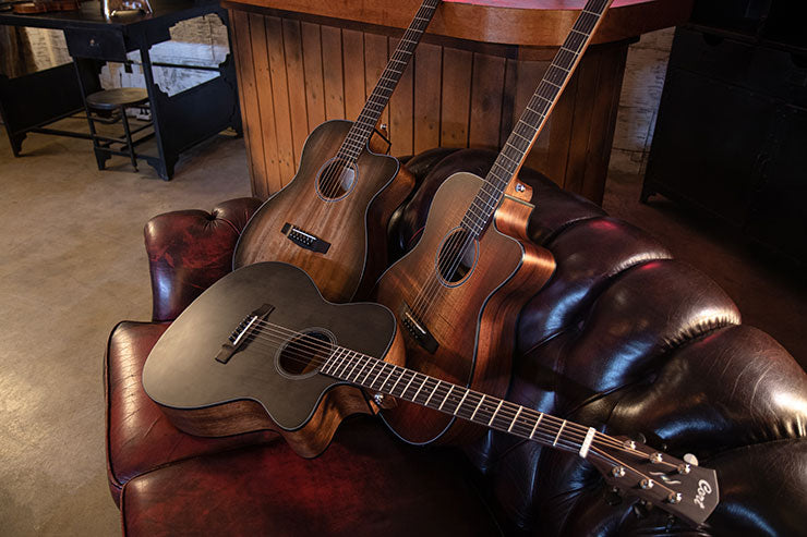 CORT Core-OC Mahogany Acoustic Electric Guitar – Open Pore Black Burst with Bag