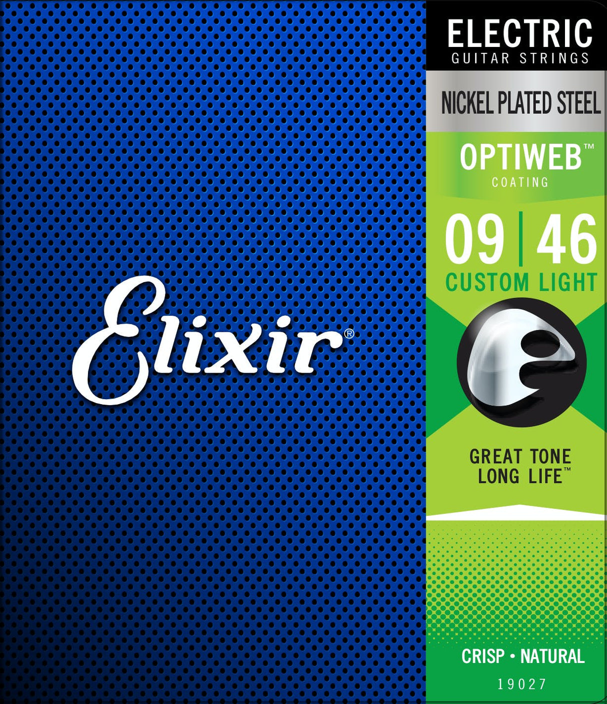 ELIXIR Optiweb Electric Guitar Strings – Custom Light 09-46 Gauge (Single Pack) displayed in original packaging
