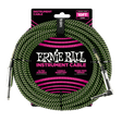 Ernie ball 10ft braided instrument cable in black and green front view