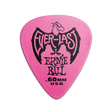 A single pink Ernie Ball Everlast guitar pick with the brand logo and text 'Everlast Ernie Ball 0.6MM USA' printed on it.