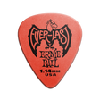 A single red Ernie Ball Everlast guitar pick with the brand logo and text 'Everlast Ernie Ball 1.14MM USA' printed on it.