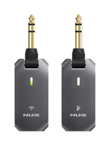 Two NUX C-5RC wireless guitar system units with black bodies and gold-colored connectors.