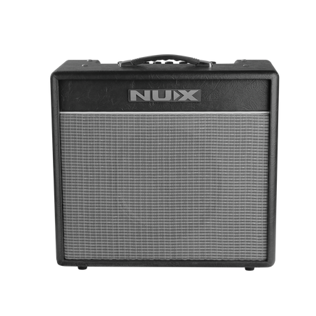 NUX Mighty 40 BT Electric Guitar Amp with a black finish, displaying the front view with the NUX logo, speaker, and control knobs.