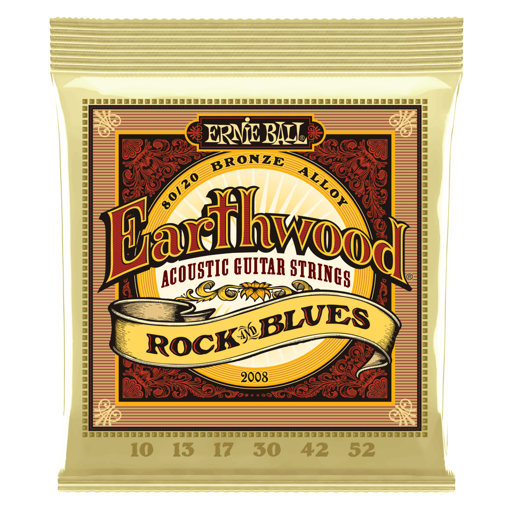 ERNIE BALL Earthwood Rock and Blues w/Plain G 80/20 Bronze Acoustic Guitar Strings 10-52 Gauge