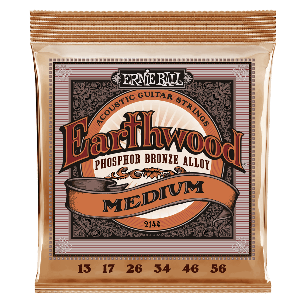 ERNIE BALL Earthwood Medium Phosphor Bronze Acoustic Guitar Strings 13-56 Gauge