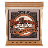 ERNIE BALL Earthwood Medium Light Phosphor Bronze Acoustic Guitar Strings 12-54 Gauge