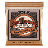 ERNIE BALL Earthwood Rock and Blues w/Plain G Phosphor Bronze Acoustic Guitar Strings 10-52 Gauge